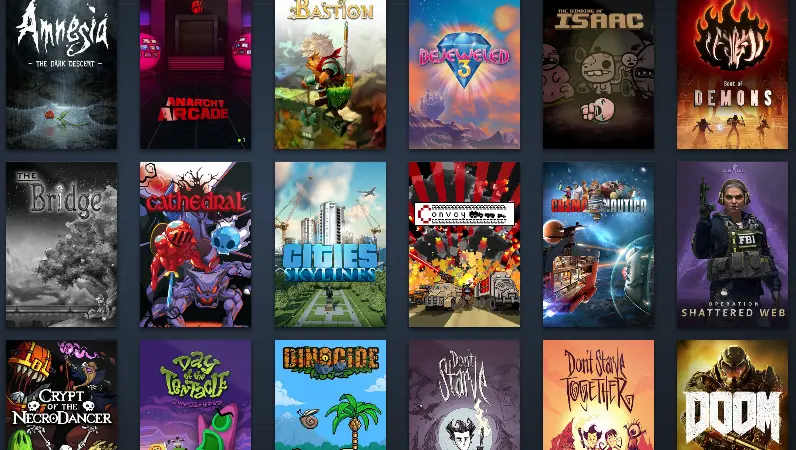 Screenshot of Steam games library